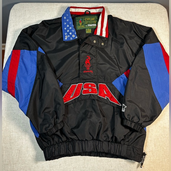 Starter Atlanta 1996 Olympic Games USA 1/2 Zip Windbreaker Jacket Size M - Picture 7 of 15